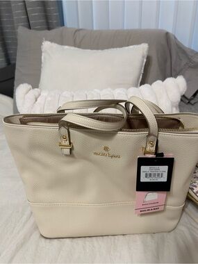 2 Nanette Lepore  (1  Cream Pebbled Leather Brielle Tote 2) floral both NWT